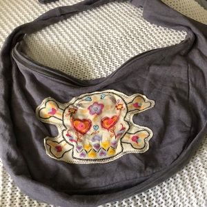 Gray sugar skull sweatshirt bag